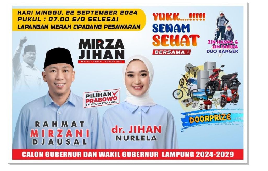 Pasangan Mirza-Jihan Gelar Senam Sehat di Pesawaran dengan Doorprize Menarik 1 IMG 20240912 WA0000 1