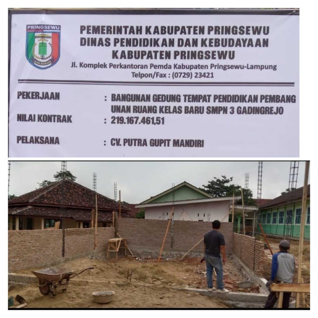 Konsultan Pengawas Mengaku Tak Pahami Standar Harga Bangunan, Proyek RKB SMPN 3 Gadingrejo Rp219 Juta Tuai Sorotan