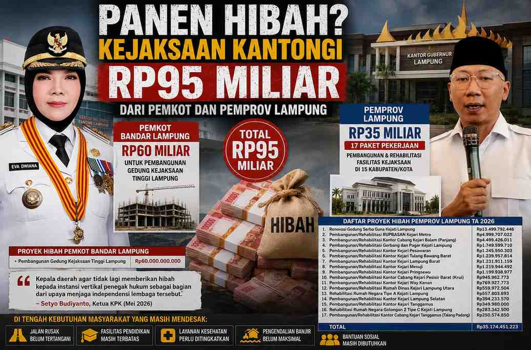 Panen Hibah dan Gibah? Kejaksaan Kantongi Rp95 Miliar dari Pemkot dan Pemprov Lampung 1 Panen Hibah dan Gibah? Kejaksaan Kantongi Rp95 Miliar dari Pemkot dan Pemprov Lampung